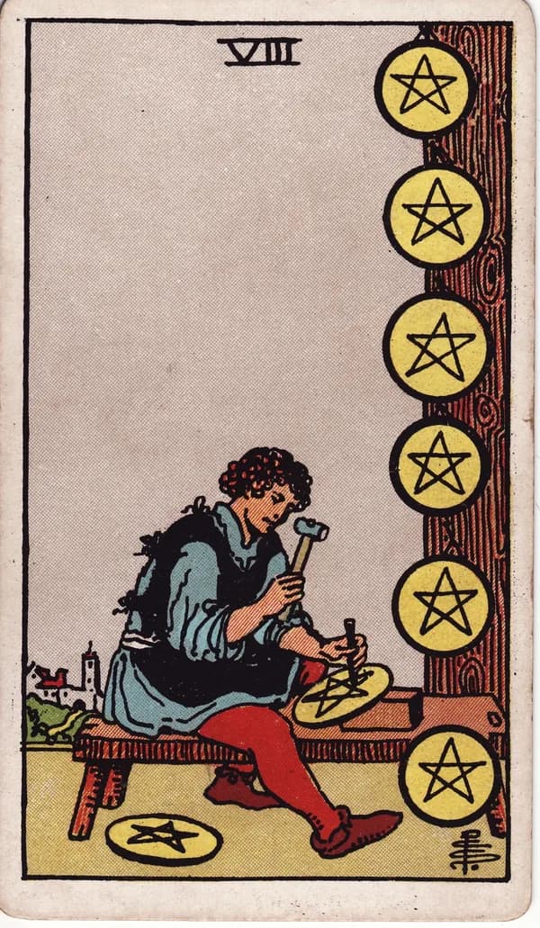 錢幣八 Eight of Pentacles 塔羅牌